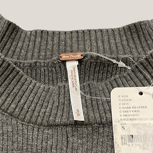 Free People Time On My Side Sweater Mini Dress | Dark Heather Gray S, NWT - Picture 4 of 6